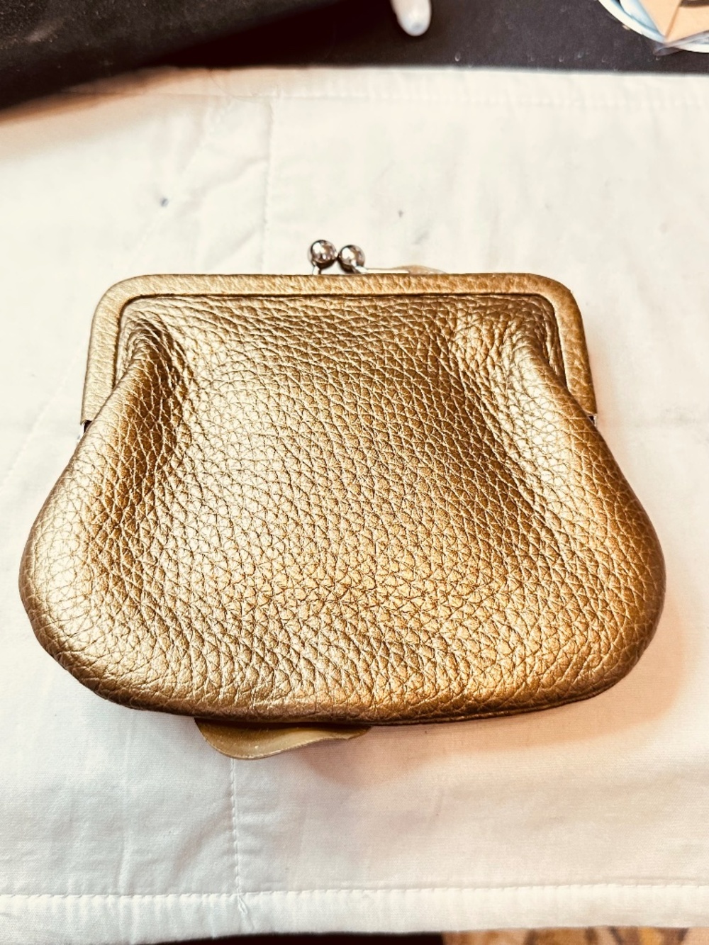Brighton Gold Rose Clutch Kiss Lock Wallet Floral Interior Mini Bag EUC Vintage - Picture 4 of 11